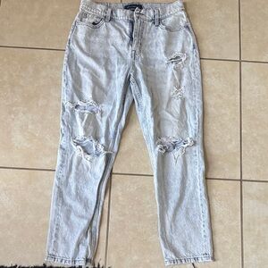 Distressed Light Blue Women's Mom Jeans